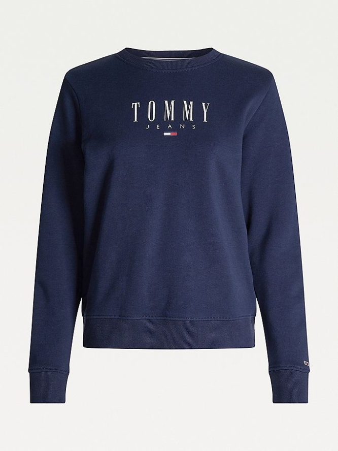 Tommy Hilfiger Essential Organic Baumwoll Logo Sweatshirts Damen Hellnavy | AT306CGSE