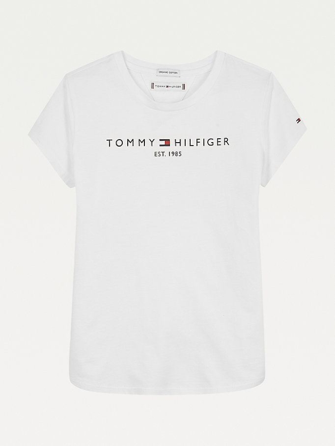 Tommy Hilfiger Essential Organic Baumwoll Logo T-shirts Kinder Weiß | AT350WLVH