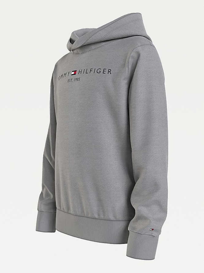 Tommy Hilfiger Essential Organic Baumwoll Crossover Hoodie Kinder Grau | AT385NJKT