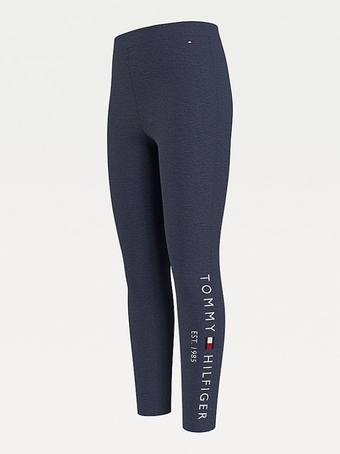 Tommy Hilfiger Essential Organic Baumwoll Logo Leggings Kinder Hellnavy | AT567CVYE