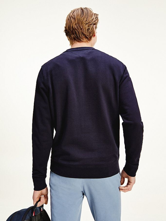 Tommy Hilfiger Essential Organic Baumwoll Crew Neck Sweatshirts Herren Dunkelblau | AT653YSQJ