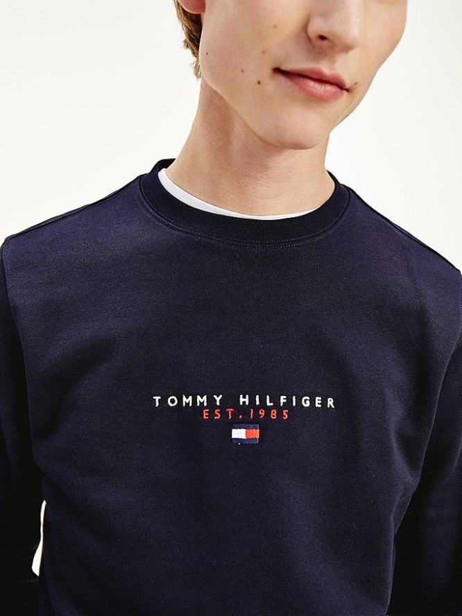 Tommy Hilfiger Essential Organic Baumwoll Crew Neck Sweatshirts Herren Dunkelblau | AT653YSQJ