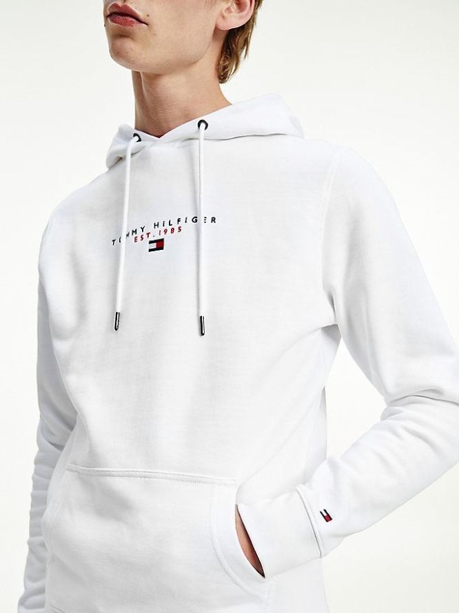 Tommy Hilfiger Essential Organic Baumwoll Terry Hoodie Herren Weiß | AT657DTKQ