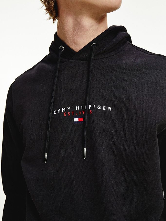 Tommy Hilfiger Essential Organic Baumwoll Terry Hoodie Herren Schwarz | AT695LVSF