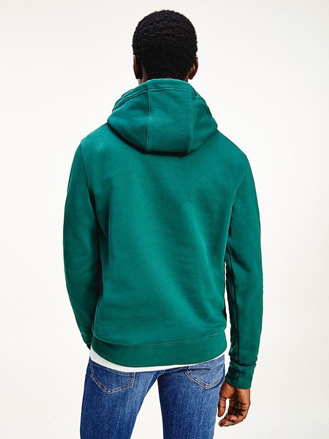 Tommy Hilfiger Essential Organic Baumwoll Terry Hoodie Herren Grün | AT735DHNS