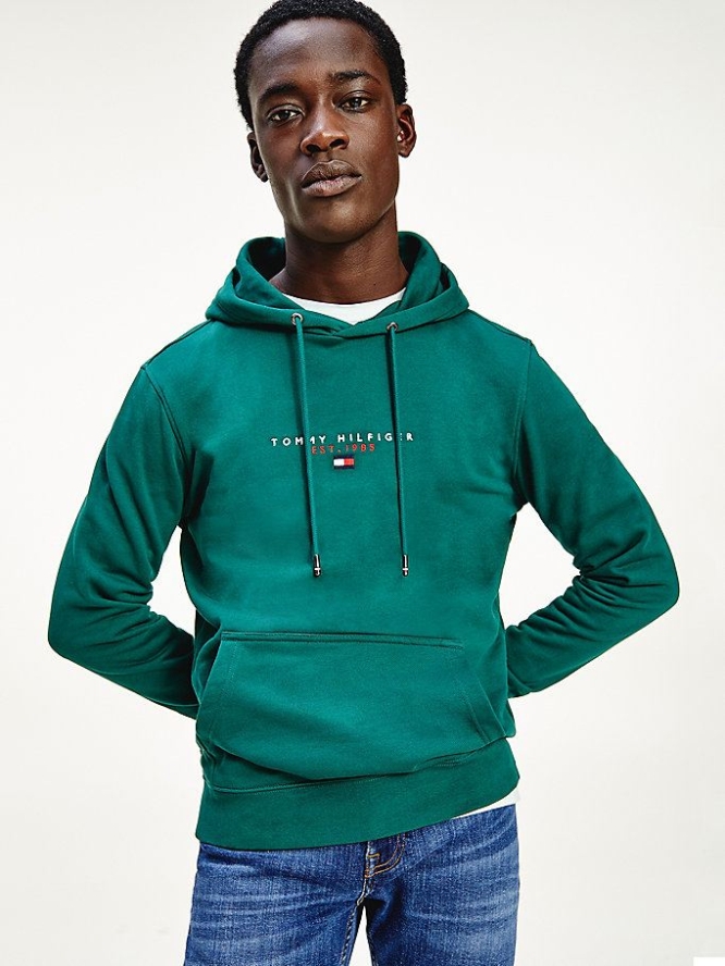 Tommy Hilfiger Essential Organic Baumwoll Terry Hoodie Herren Grün | AT735DHNS