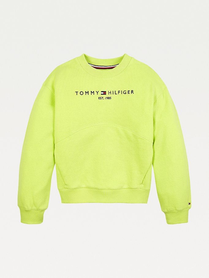 Tommy Hilfiger Essential Organic Baumwoll Terry Sweatshirts Kinder Hellgrün | AT845QMIL