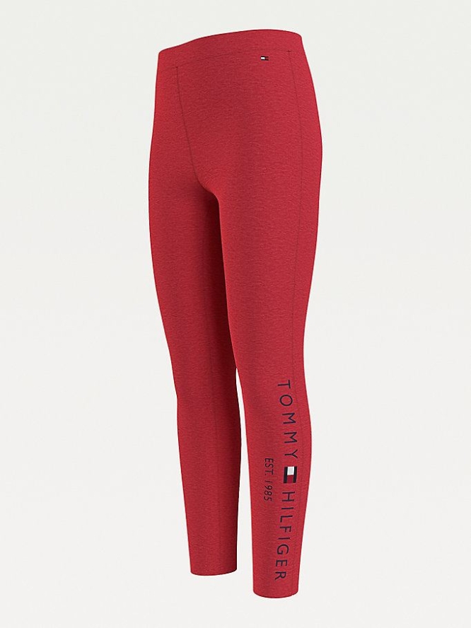 Tommy Hilfiger Essential Organic Baumwoll Logo Leggings Kinder Tiefesrot | AT903GONS