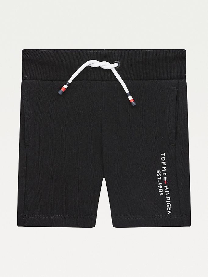 Tommy Hilfiger Essential Organic Baumwoll Jogger Kurze Hose Kinder Schwarz | AT935SAYX