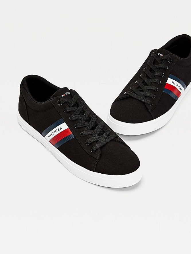 Tommy Hilfiger Essential Pure Baumwoll Sneakers Herren Schwarz | AT348GROH