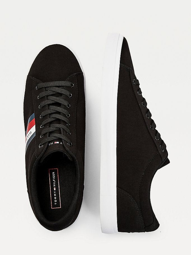 Tommy Hilfiger Essential Pure Baumwoll Sneakers Herren Schwarz | AT348GROH