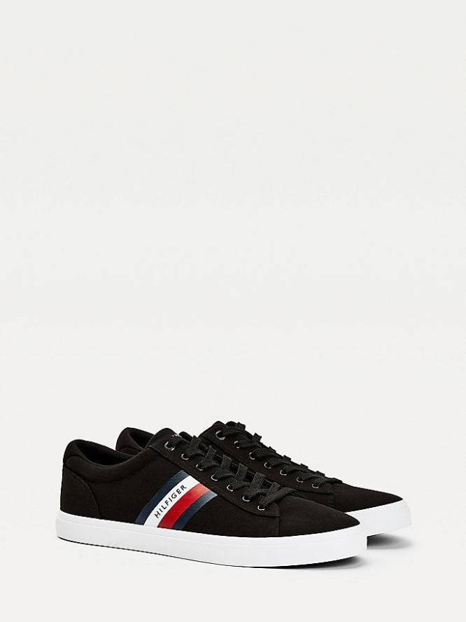 Tommy Hilfiger Essential Pure Baumwoll Sneakers Herren Schwarz | AT348GROH