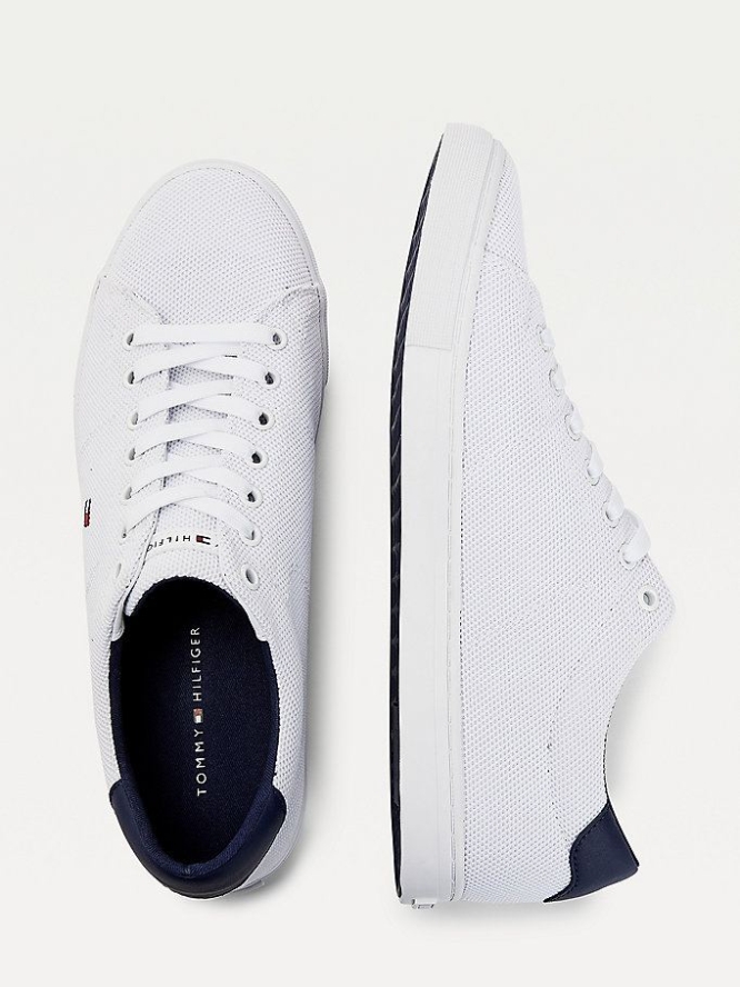 Tommy Hilfiger Essential Recycled Polyester Knit Sneakers Herren Weiß Navy | AT375FMNO