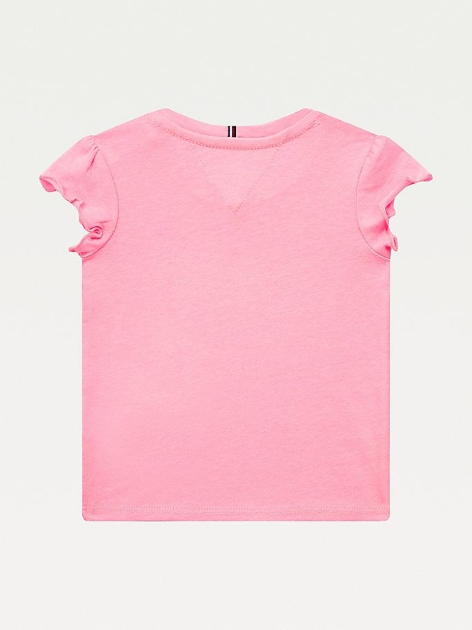 Tommy Hilfiger Essential Ruffle Sleeve T-shirts Kinder Rosa | AT708EFCQ