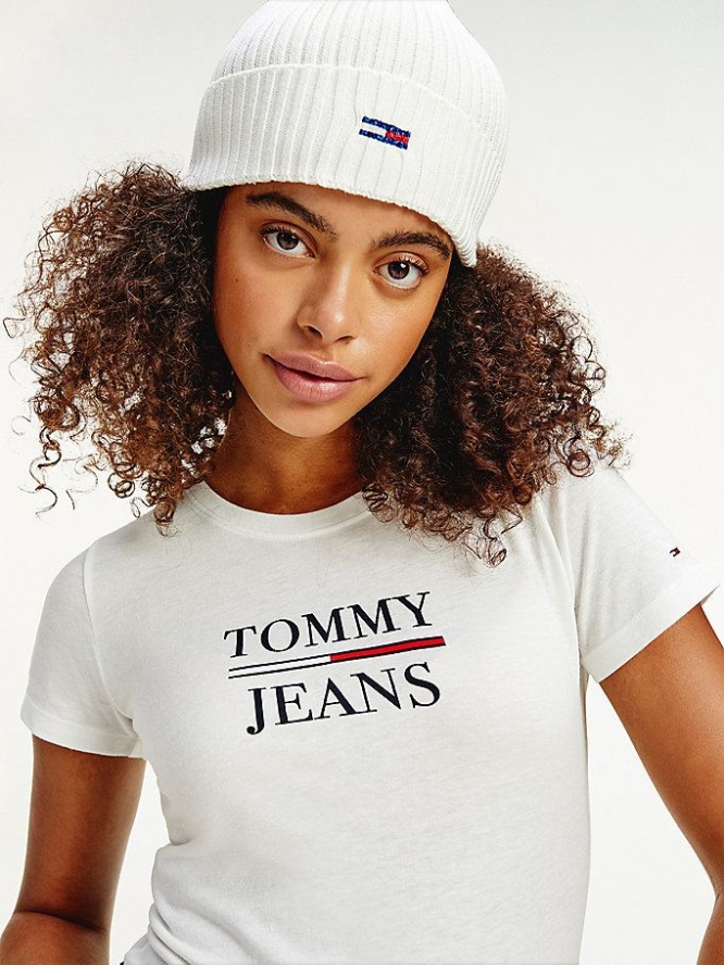 Tommy Hilfiger Essential Schlank Fit Logo T-shirts Damen Weiß | AT462HKDO