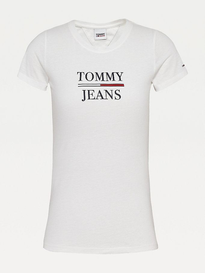 Tommy Hilfiger Essential Schlank Fit Logo T-shirts Damen Weiß | AT462HKDO