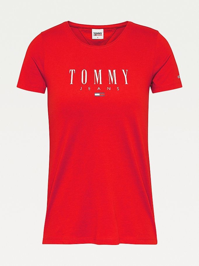 Tommy Hilfiger Essential Schlank Fit T-shirts Damen Tiefesrot | AT516NUFY