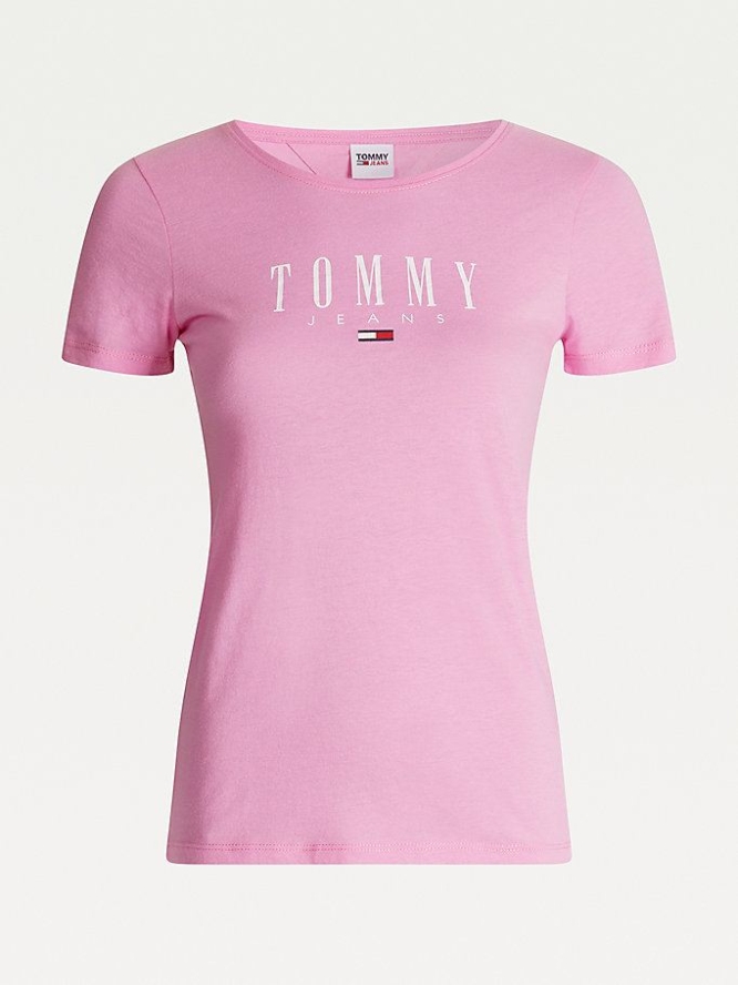 Tommy Hilfiger Essential Schlank Fit T-shirts Damen Rosa | AT736CLTO