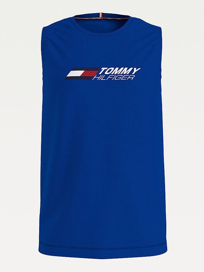 Tommy Hilfiger Essential Sport Rubberised Logo Muskelshirt Herren Blau | AT401MKEJ