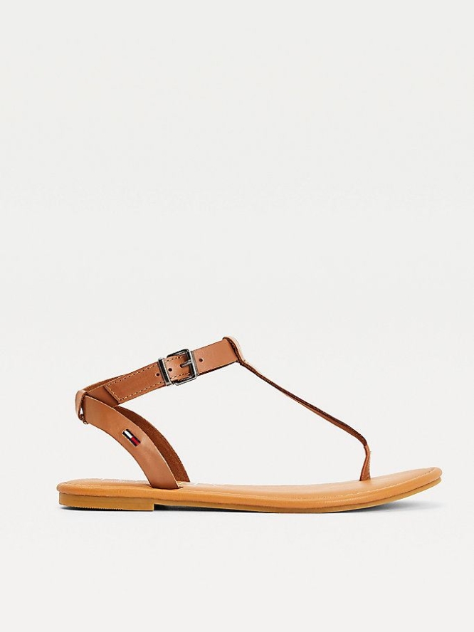 Tommy Hilfiger Essential Tanga Flache Sandalen Damen Braun | AT278OHMT