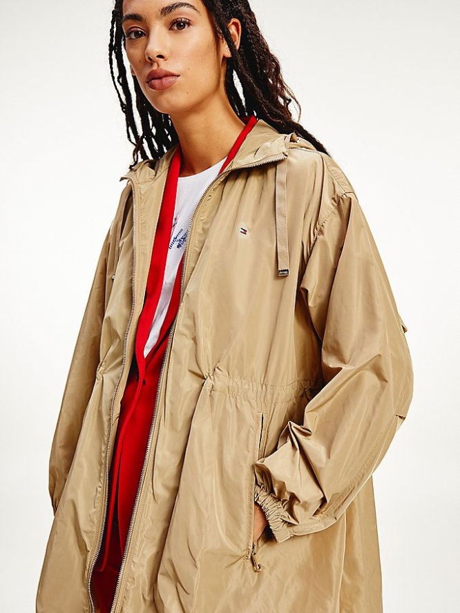 Tommy Hilfiger Essential Wasser Repellent Oversized Parka Jacke Damen Braun | AT218FUCP