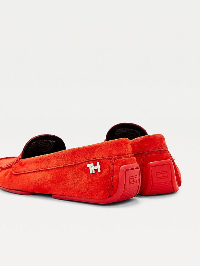 Tommy Hilfiger Essential Wildleder Moccasin Flache Schuhe Damen Rot | AT536QYPR