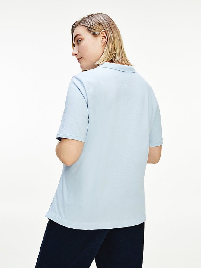 Tommy Hilfiger Essentials Curve Polo Shirts Damen Blau | AT392PTHF