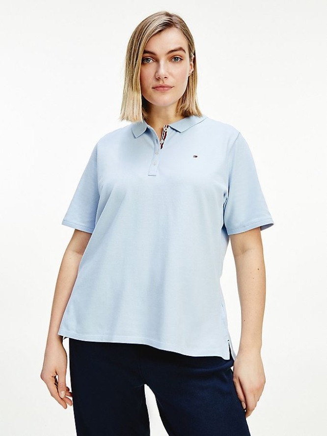 Tommy Hilfiger Essentials Curve Polo Shirts Damen Blau | AT392PTHF