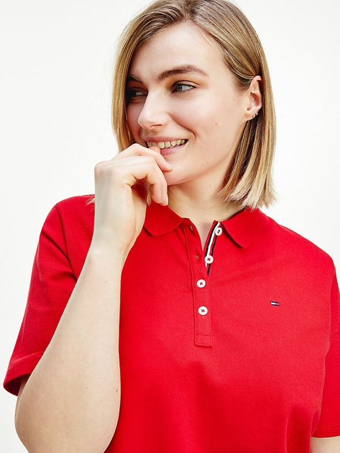 Tommy Hilfiger Essentials Curve Polo Shirts Damen Rot | AT591LOTJ