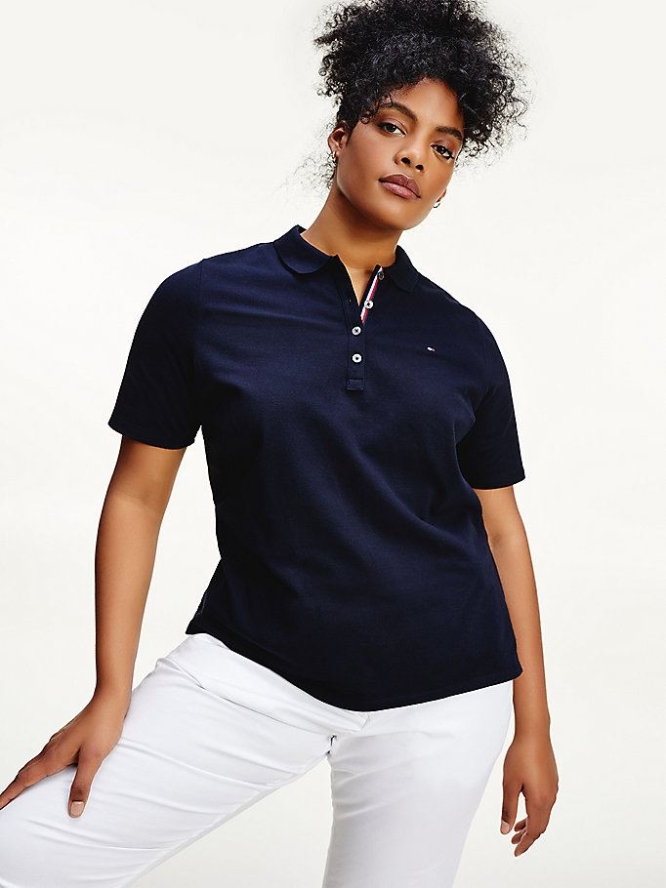 Tommy Hilfiger Essentials Curve Polo Shirts Damen Dunkelblau | AT926OYIG