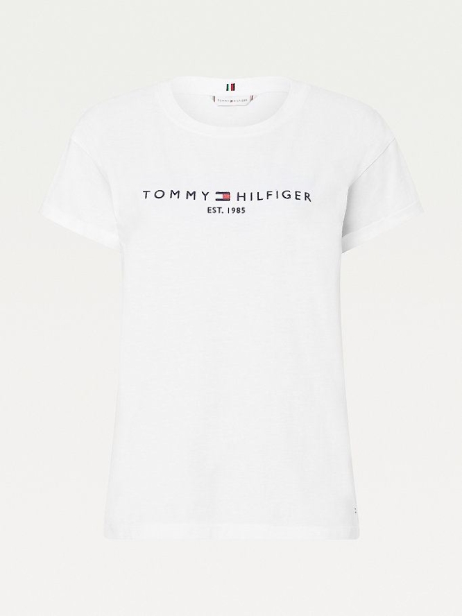 Tommy Hilfiger Essentials Logo Relaxed Fit T-shirts Damen Weiß | AT986JDIZ