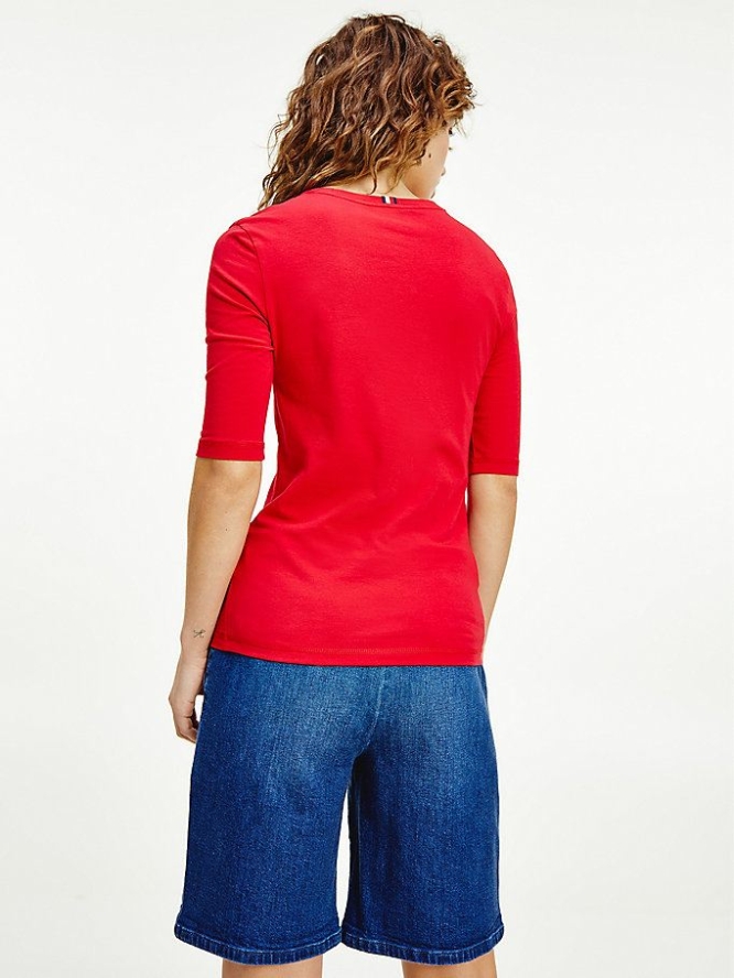 Tommy Hilfiger Essentials Slim Fit Half Sleeve T-shirts Damen Rot | AT965GCMA