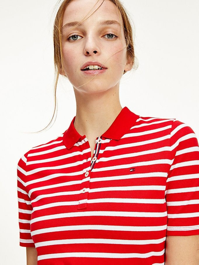 Tommy Hilfiger Essentials Stripe Polo Shirts Damen Rot | AT360WOFE