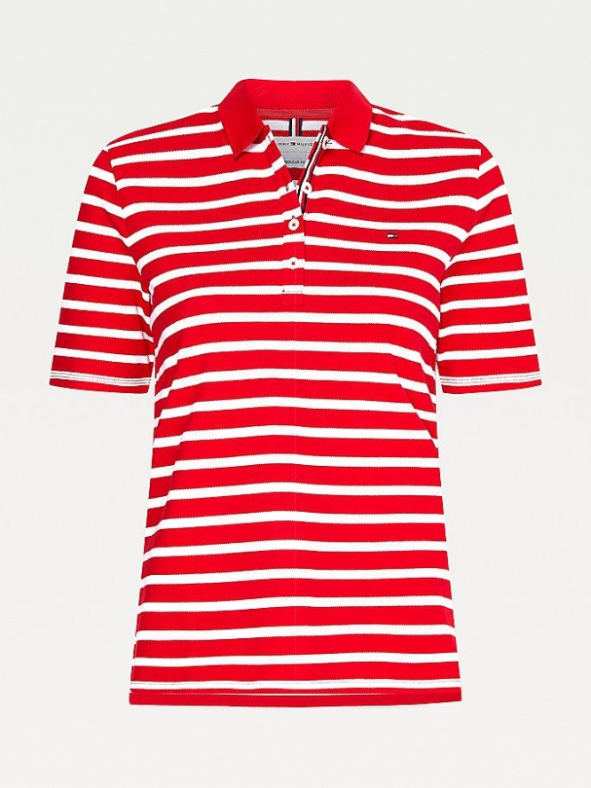 Tommy Hilfiger Essentials Stripe Polo Shirts Damen Rot | AT360WOFE