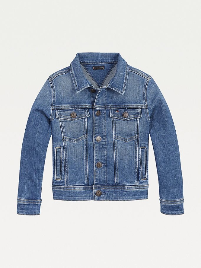 Tommy Hilfiger Faded Denim Trucker Jacke Kinder Blau | AT893DFXR