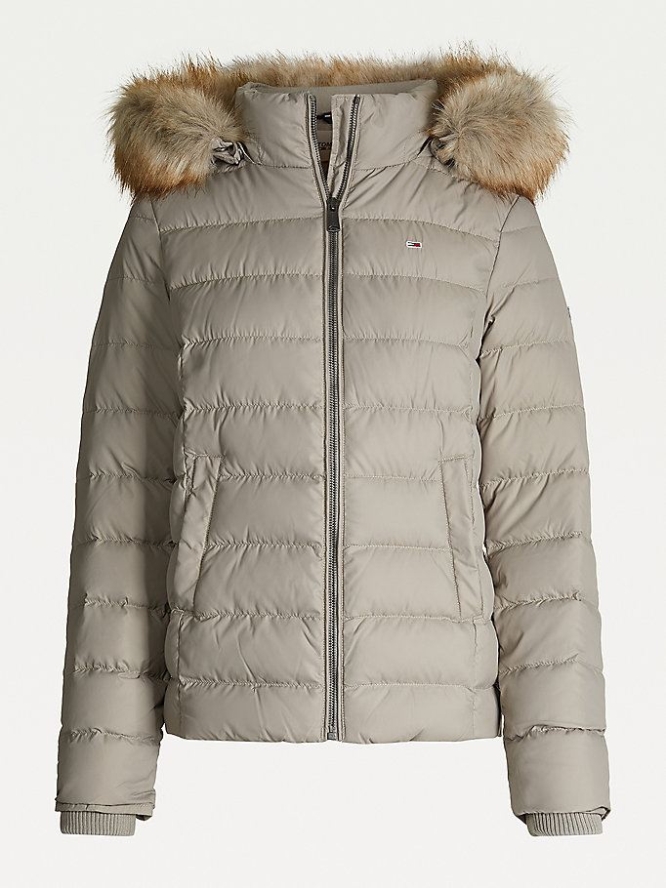 Tommy Hilfiger Faux Fur Hood Down Jacke Damen Grün | AT097XNGH