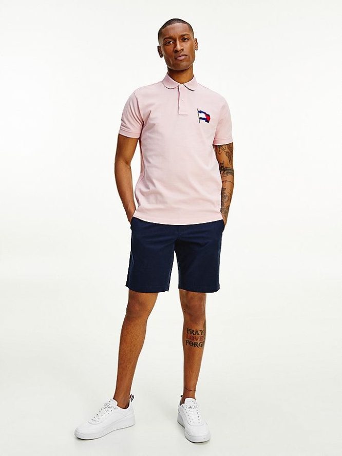 Tommy Hilfiger Flag Baumwoll Polo Shirts Herren Rosa | AT461BJPH