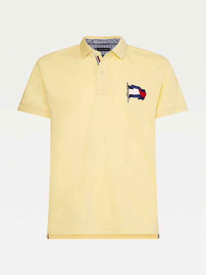 Tommy Hilfiger Flag Baumwoll Polo Shirts Herren Gelb | AT810ZEVK