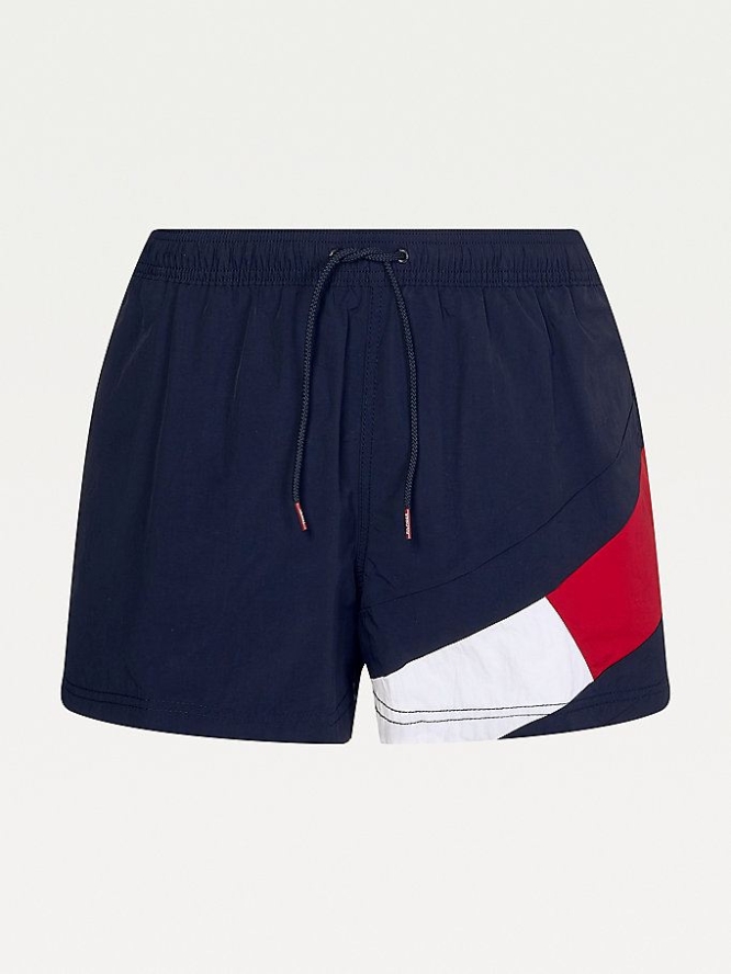 Tommy Hilfiger Flag Drawstring Kurzes Length Swim Bademode Herren Dunkelblau | AT846XGLQ