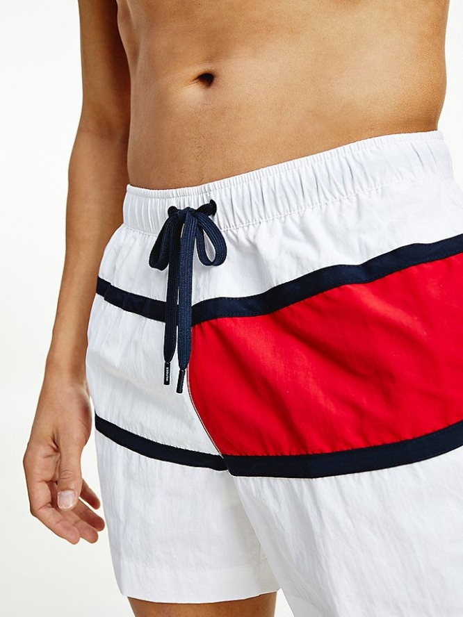 Tommy Hilfiger Flag Drawstring Mid Length Swim Bademode Herren Weiß | AT069XGMN