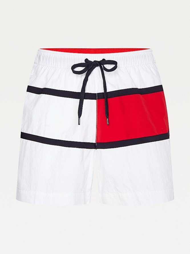 Tommy Hilfiger Flag Drawstring Mid Length Swim Bademode Herren Weiß | AT069XGMN