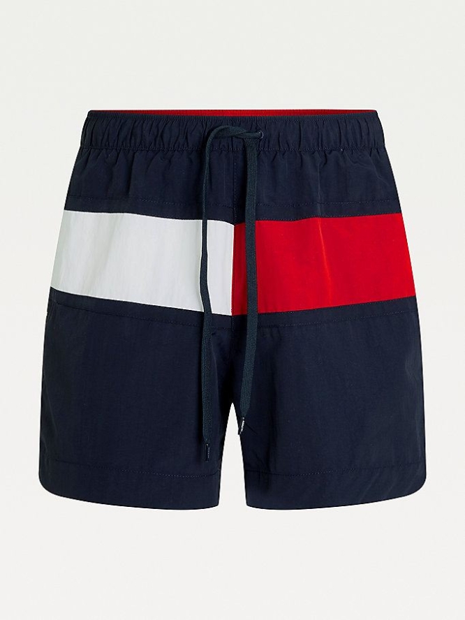 Tommy Hilfiger Flag Drawstring Mid Length Swim Bademode Herren Dunkelblau | AT934WAJK