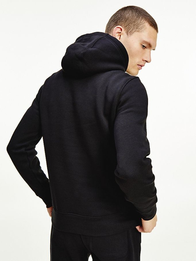 Tommy Hilfiger Flag Embroidery Hoodie Herren Schwarz | AT568PBST