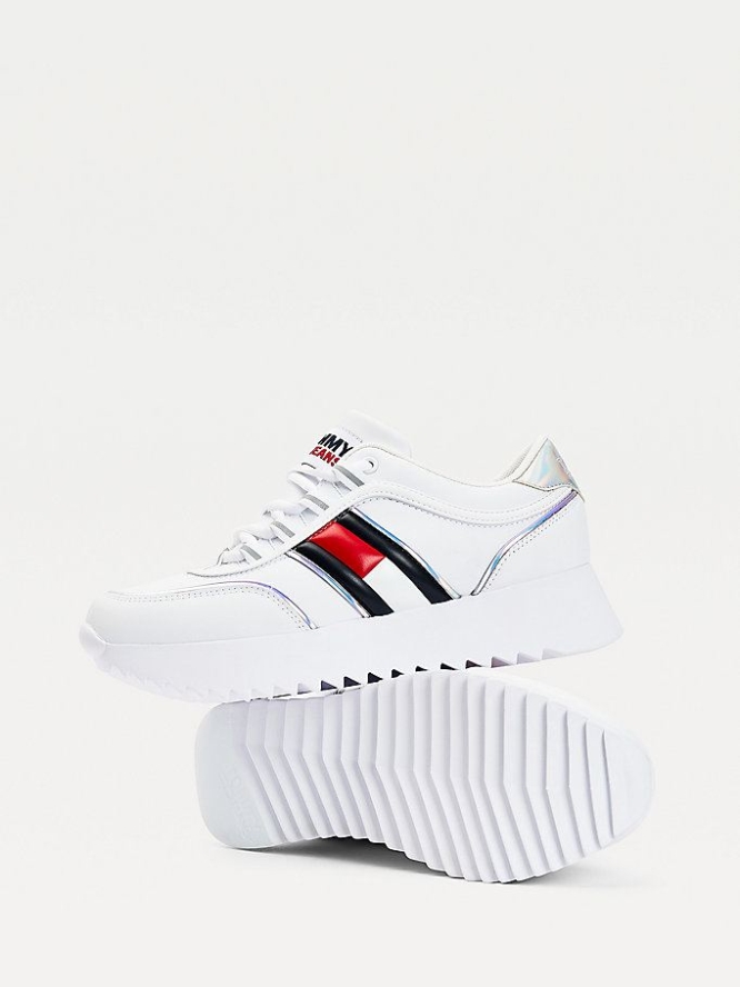 Tommy Hilfiger Flag Flatform Sneakers Damen Weiß | AT432LOFS