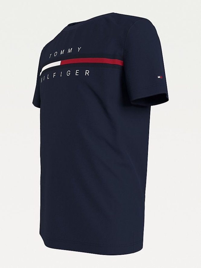 Tommy Hilfiger Flag Logo Crew Neck T-shirts Kinder Hellnavy | AT073BCHO