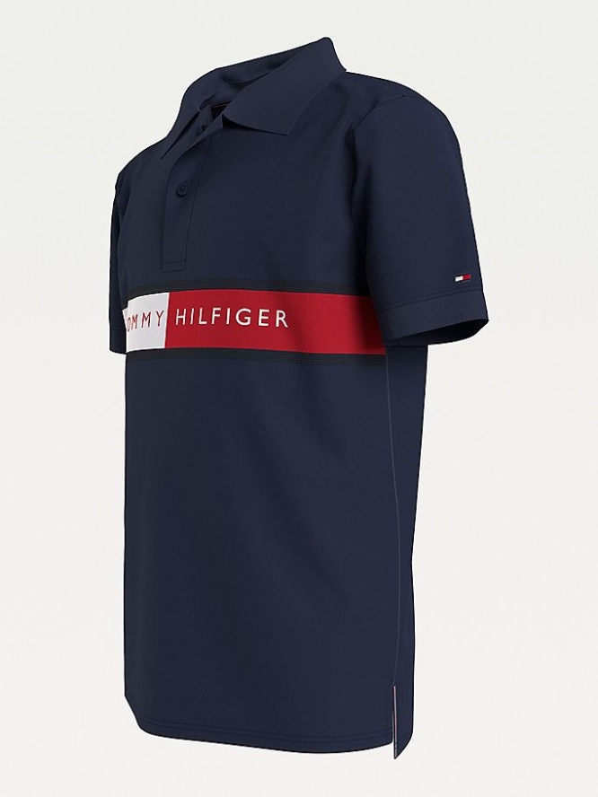 Tommy Hilfiger Flag Logo Hilfiger Polo Shirts Kinder Hellnavy | AT068SGPV