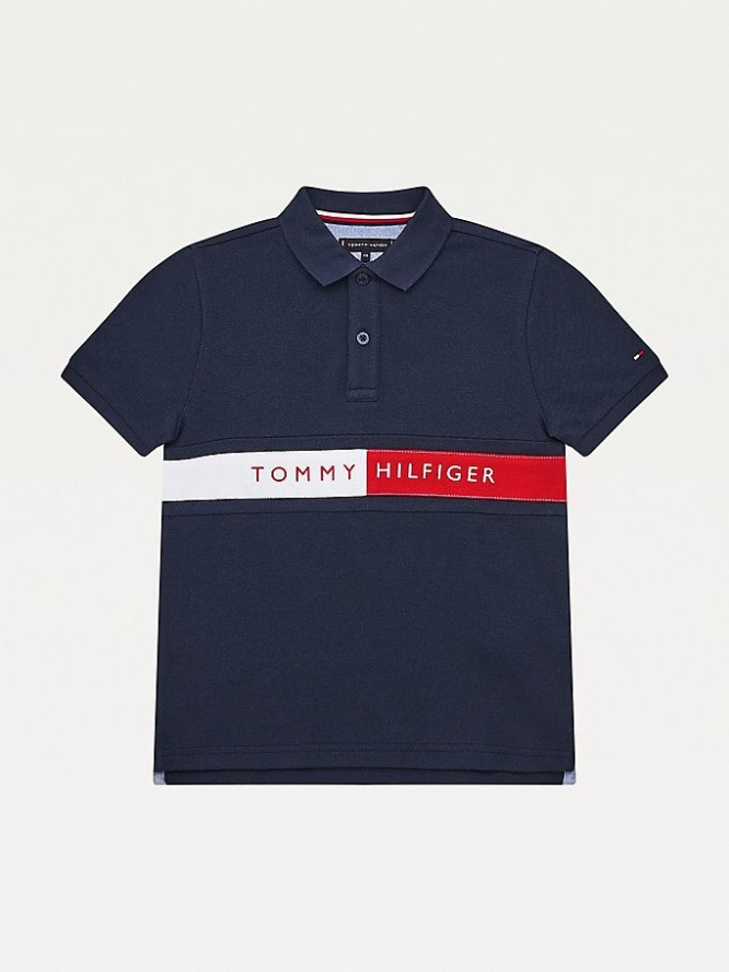 Tommy Hilfiger Flag Logo Hilfiger Polo Shirts Kinder Hellnavy | AT068SGPV