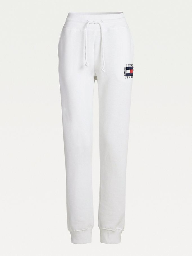 Tommy Hilfiger Flag Slim Fit Jogginghose Damen Weiß | AT708LYHD