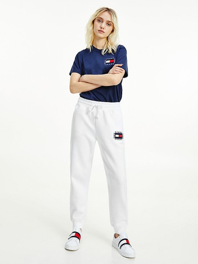 Tommy Hilfiger Flag Slim Fit Jogginghose Damen Weiß | AT708LYHD