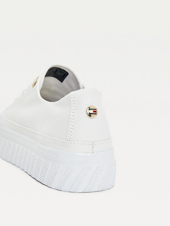 Tommy Hilfiger Flatform Logo Sneakers Damen Weiß | AT245QERU